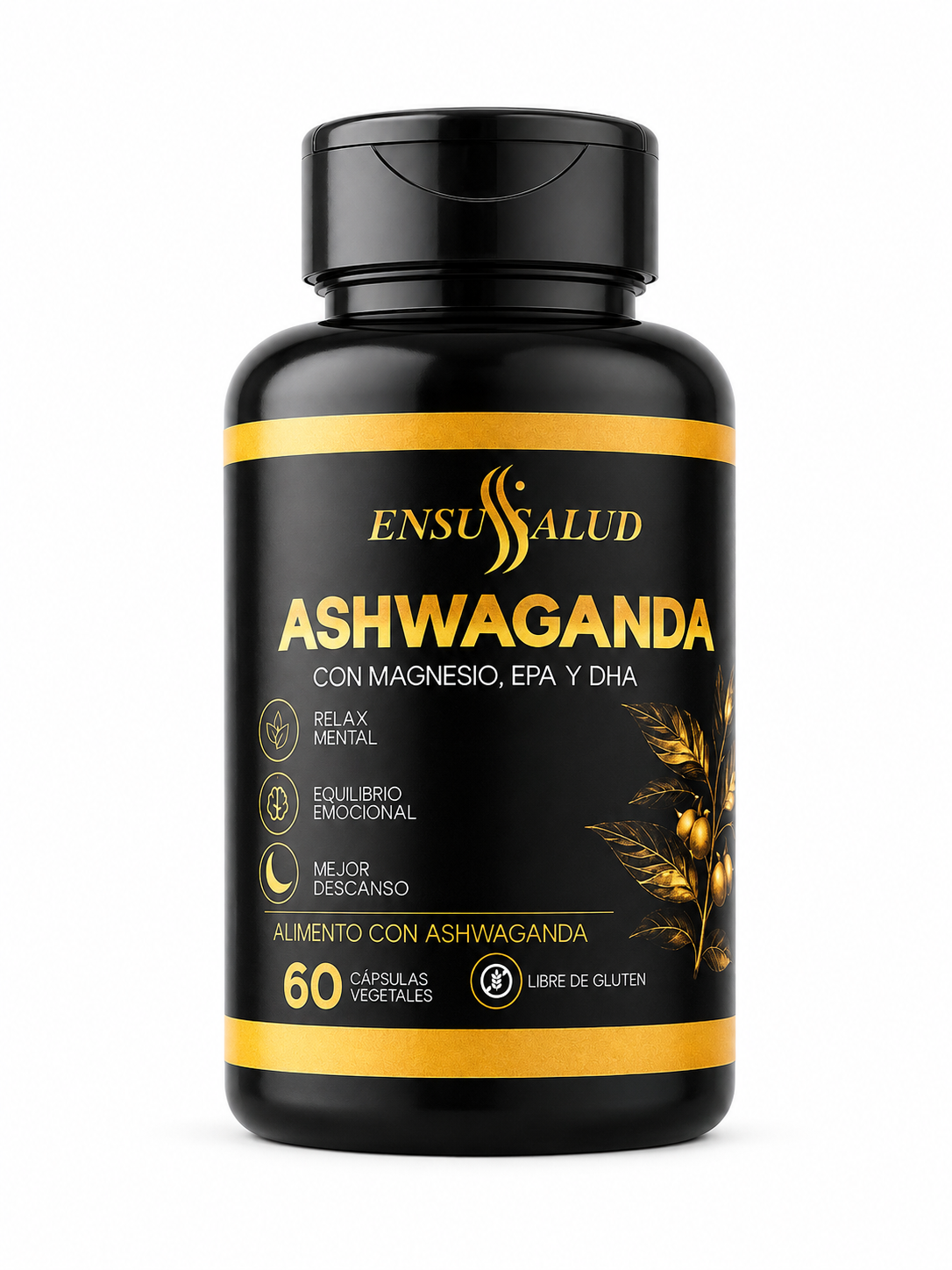 Ashwagandha con Magnesio, EPA y DHA | 60 Cápsulas Vegetales – ENSUSALUD