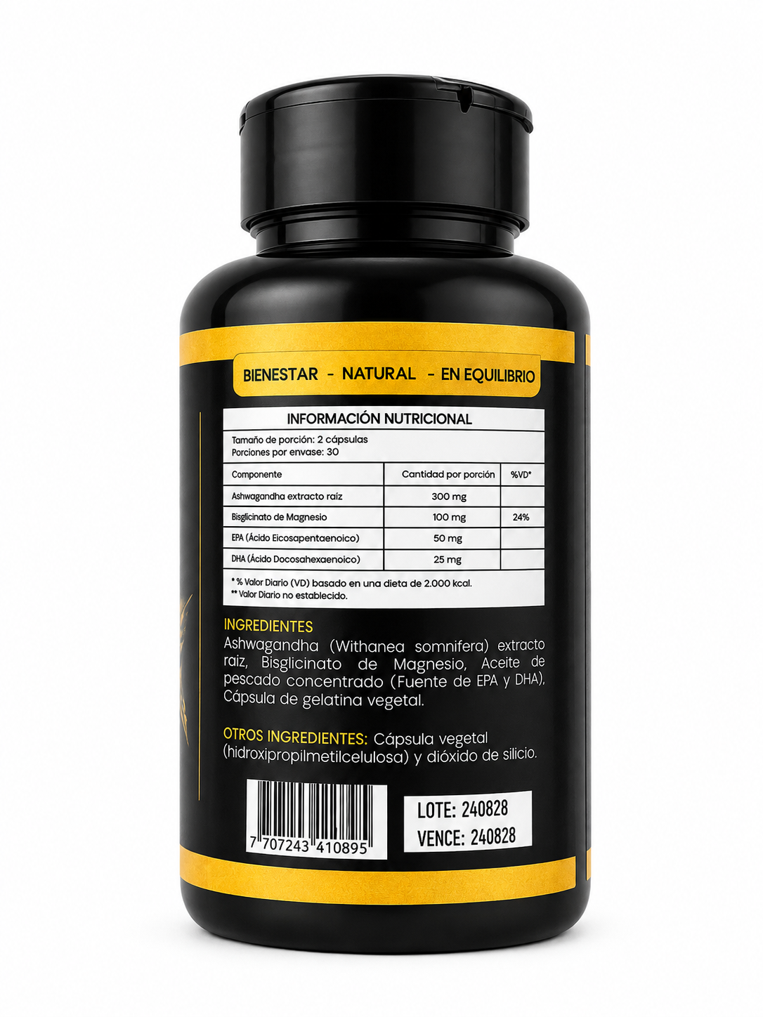 Ashwagandha con Magnesio, EPA y DHA | 60 Cápsulas Vegetales – ENSUSALUD - Imagen 2
